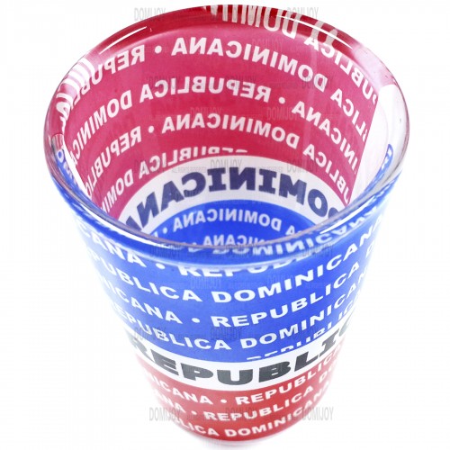 Shot Glass Rep. Dom. writings and flag