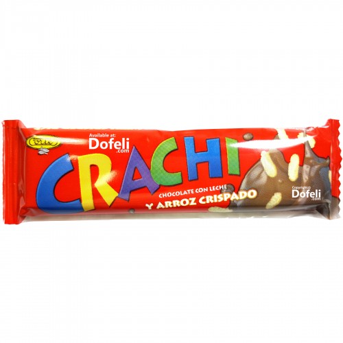 Crachi Dominican milk chocolate with crisped rice, classic sweet bar made by Cortés Hermanos.