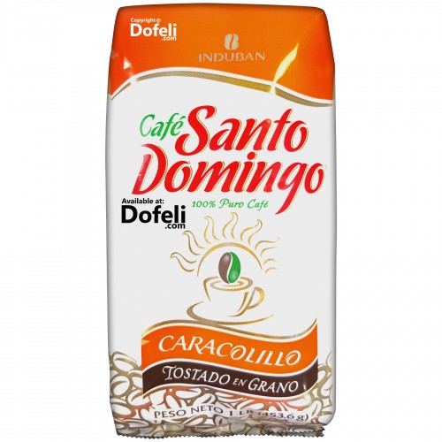 Dark roasted Santo Domingo Dominican coffee beans featuring peaberry beans and exceptional aroma from Dominican Republic.