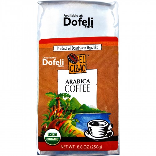 El Cibao USDA organic ground coffee, Dominican Republic. Fine Arabica beans, sustainably cultivated.