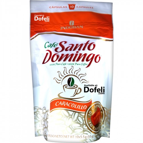 Induban’s premium Santo Domingo Caracolillo coffee pods, delivering a robust Dominican espresso with deep aroma.