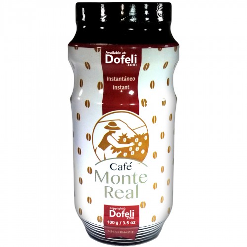 Premium Dominican instant ground coffee with a subtle chocolate taste for a balanced experience, Monte Real brand.