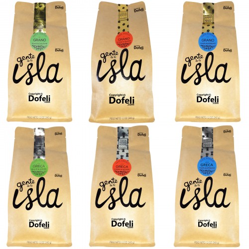 Six bag Dominican coffee collection USDA Organic featuring ground and whole bean options Gente de la Isla hand selected expressive robust blends.