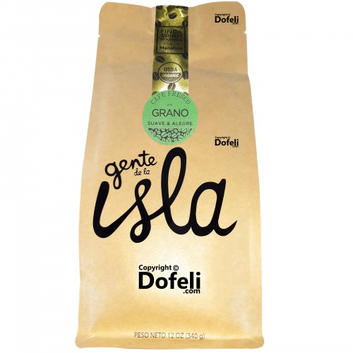 Dominican whole bean USDA organic coffee, soft and cheerful flavor profile by Gente de la Isla.