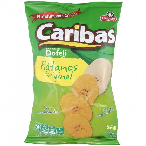 Crispy plantain chips from Dominican Republic, natural and salted, made by Caribas with local farmers' plantains.