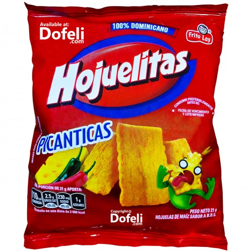 Hojuelitas spicy Dominican corn chips with a crispy bite and bold hot flavor.