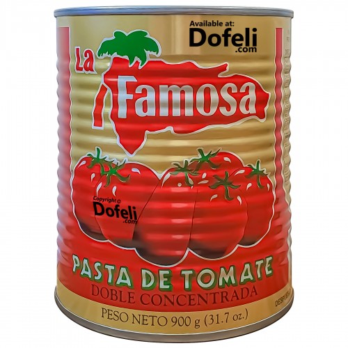 Classic Dominican tomato paste by La Famosa, ideal for cooking.