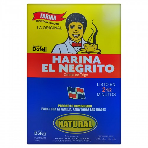 Dominican wheat farina cream Harina El Negrito, loved by all generations.