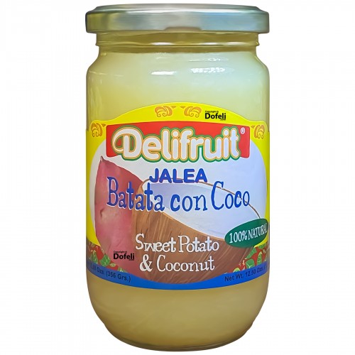 Sweet potato and coconut jam by Delifruit, Dominican-made, ideal on toast, crackers or desserts.