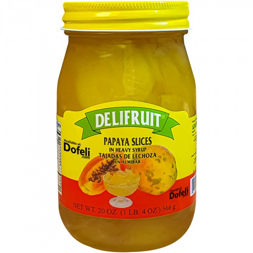 Delifruit Dominican papaya slice dessert in syrup, for cheese, crackers or as sweet standalone.