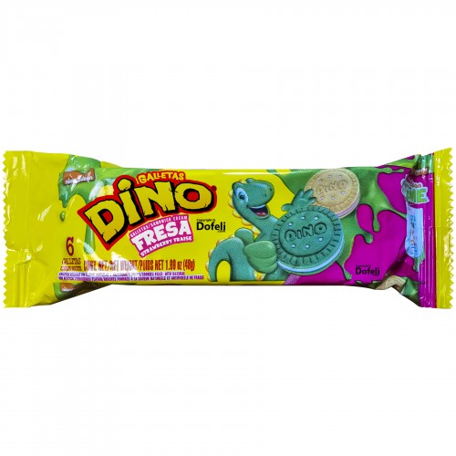 Tasty strawberry-filled cookies by Dino, a treat from the Dominican Republic.