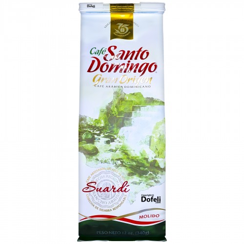 Dominican ground coffee Suardí, artisanally made with sweet chocolate aroma and eco-conscious care.