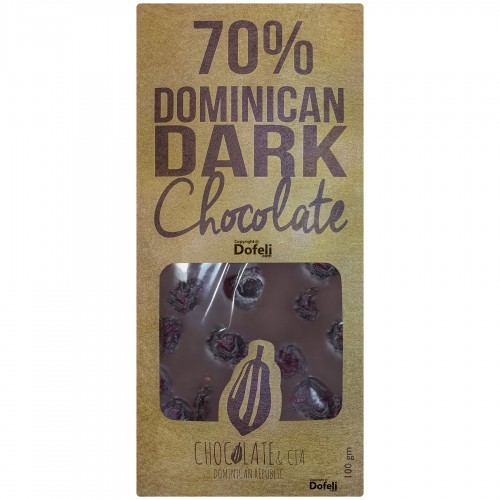 Chocolate Experience offers Dominican organic 70% cacao with cranberry pieces, rich in nutrients and completely preservative-free.