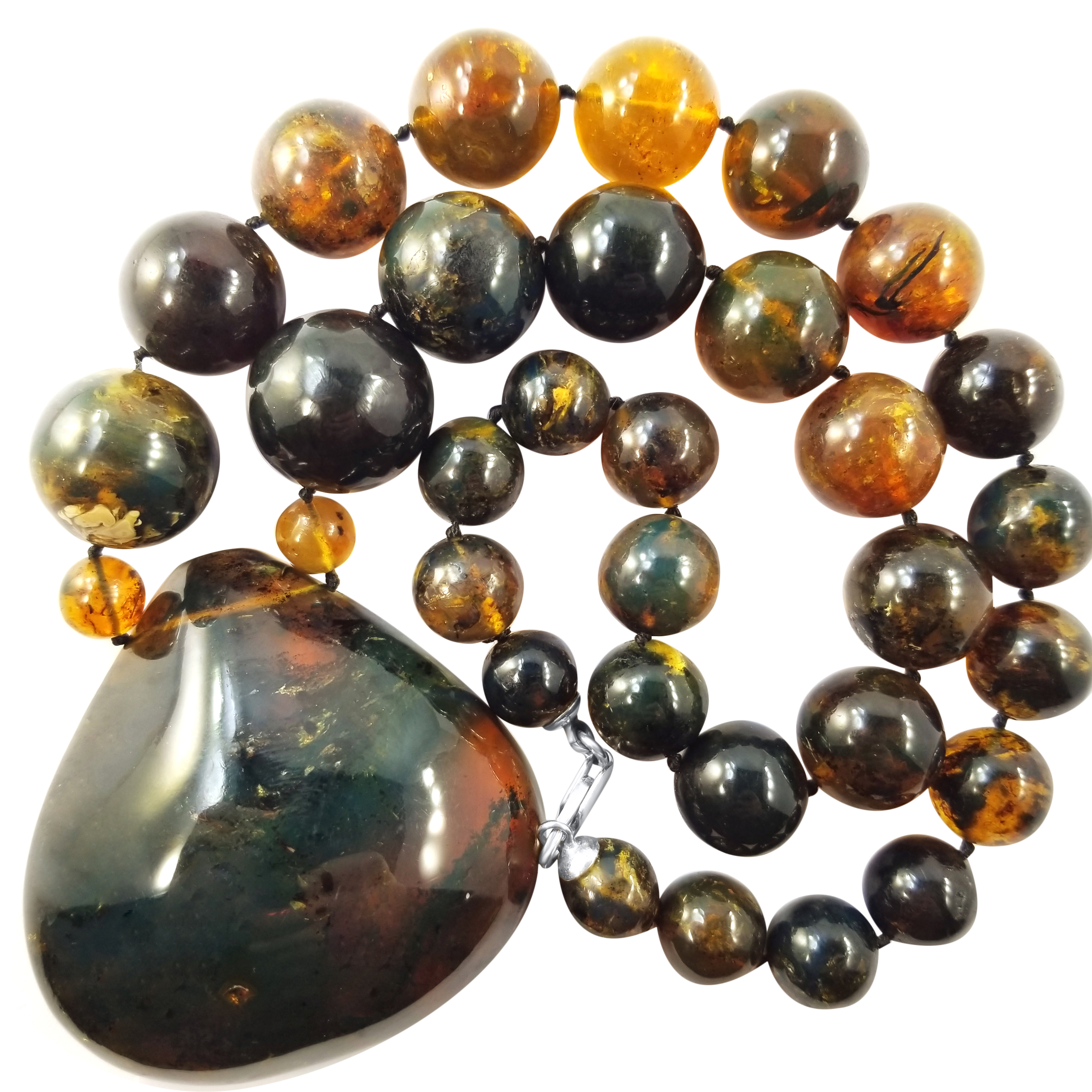 Genuine Dominican Blue Amber Gemstone Necklace Strand String Of Beads