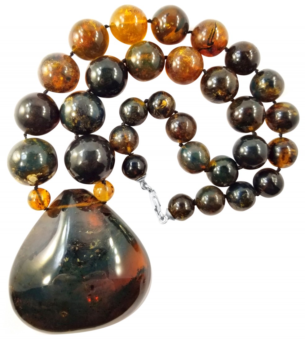 Genuine Dominican Blue Amber Gemstone Necklace Strand String Of Beads