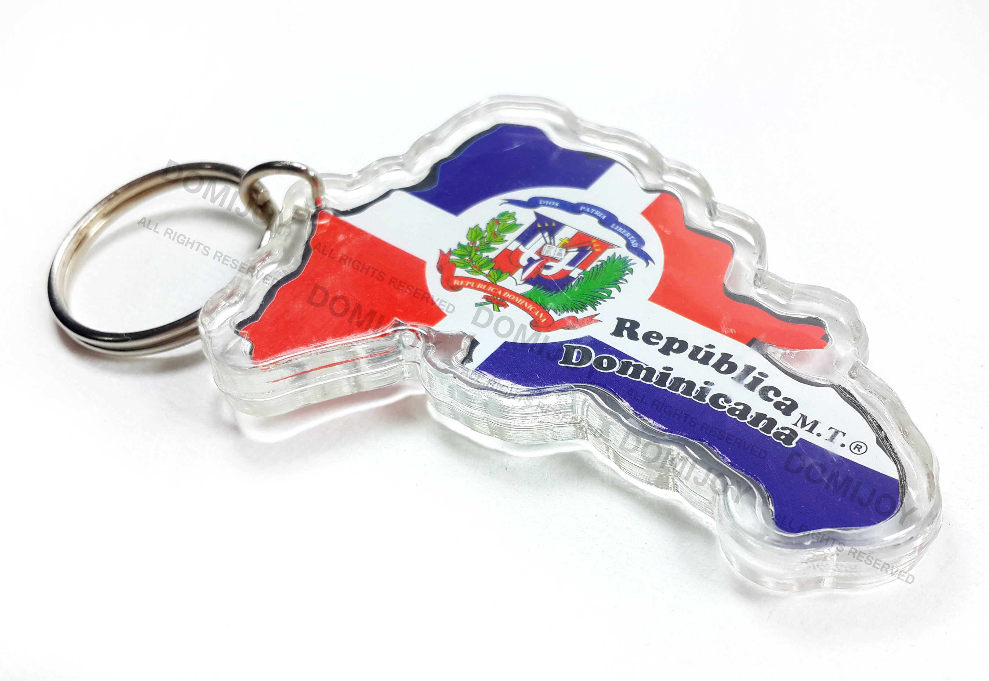 Dominican Republic Key Chain Country Flag Plastic 2 Sided Key Ring