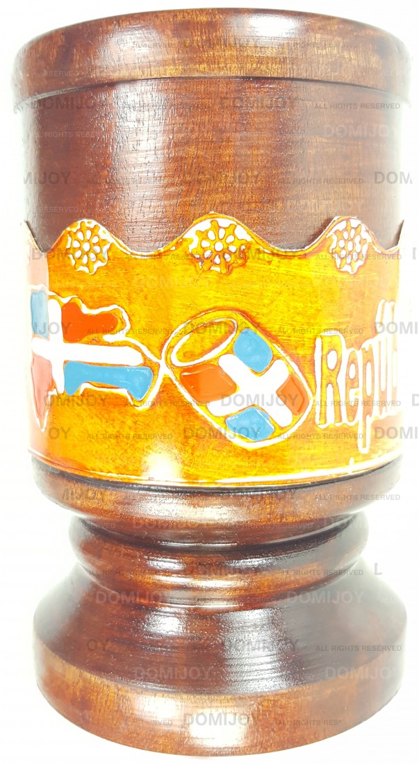 Dominican Mortar and Pestle Pilon with Typical Cultural Traditions Drawings